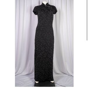 Vintage Huey Waltzer Black Beaded Qipao cheongsam